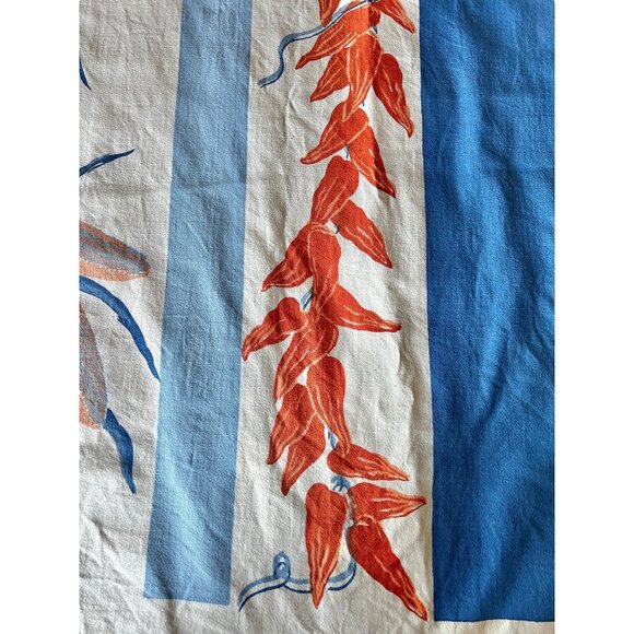 Vintage Southwest Tablecloth & 6 Napkins Set Blue & Orange Cotton Chilis Corn - Picture 4 of 16